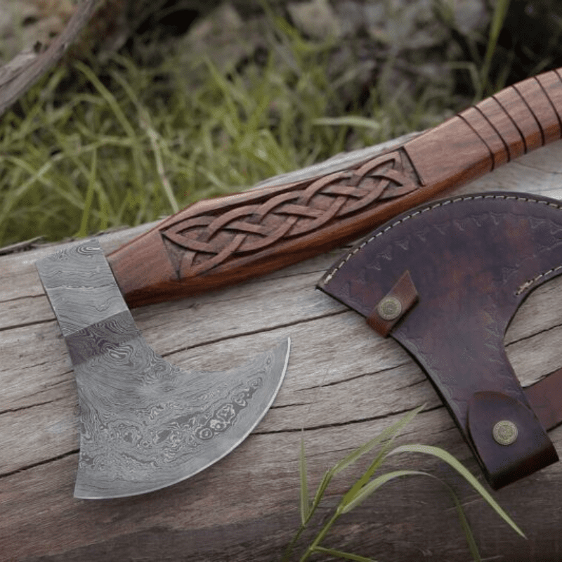 Damascus Steel handmade Hatchet Axe with Leather Sheath