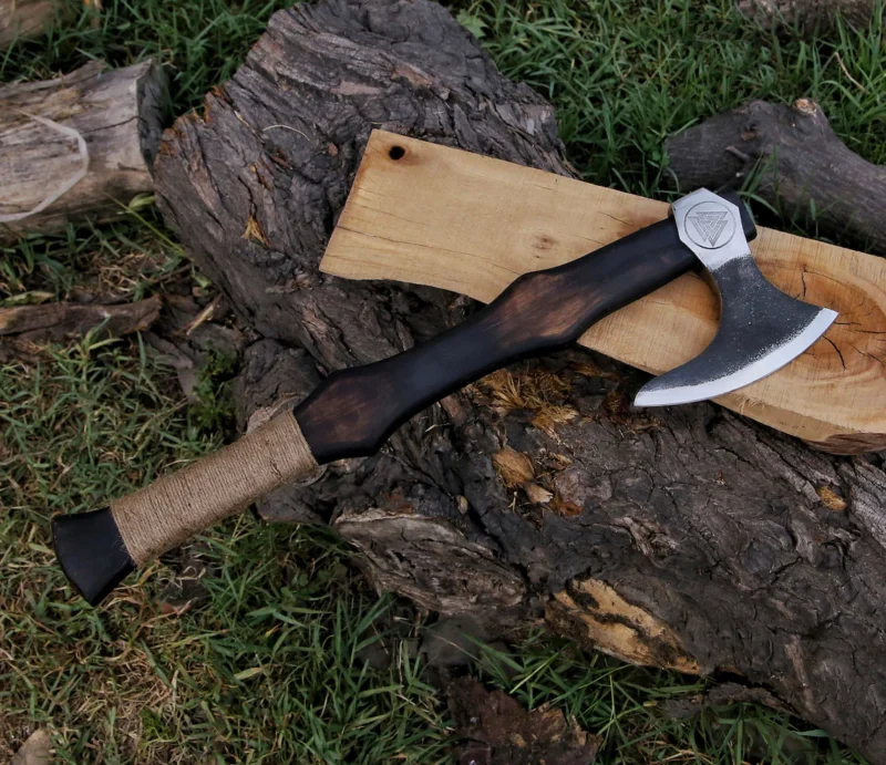 Carbon Steel Viking Axe with Ash Wood Shaft